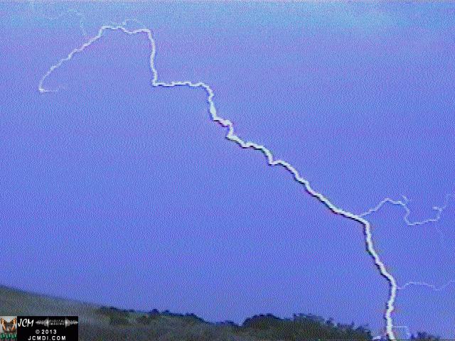 A bolt of lightning captured from video tape, 1999